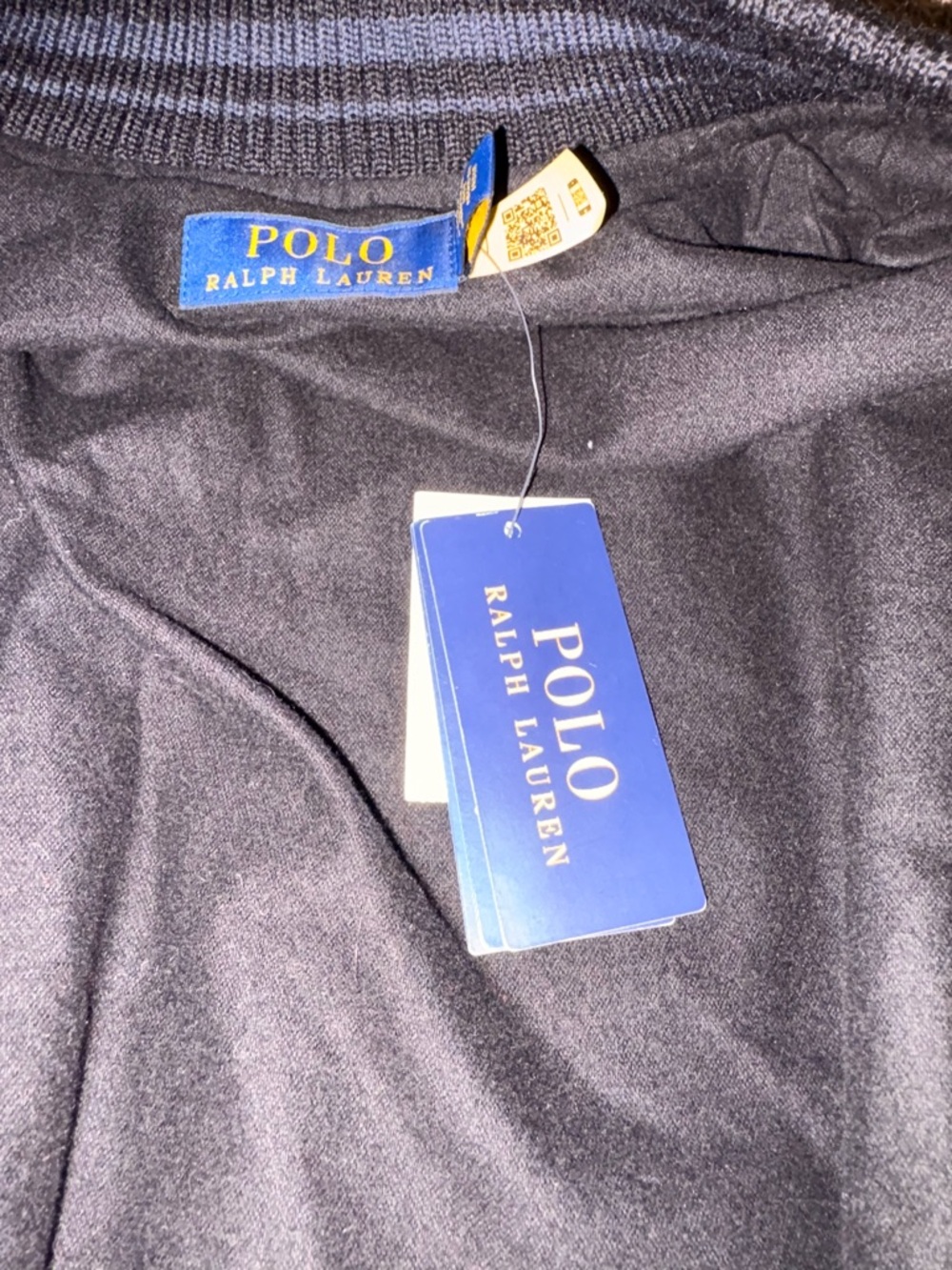Polo by Ralph Lauren Black Wool and Leather Varsity Jacket - Picture 5 of 6